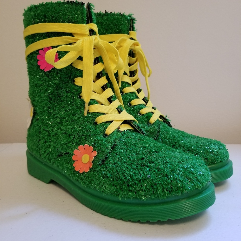 Dolls Kill On My Turf Grass Combat Boots